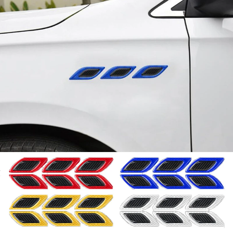 

6pcs Car Reflective Carbon Fiber Sticker Fashion 3D Car Styling Reflective Strips Night Safety Warning Car Exterior Accessories
