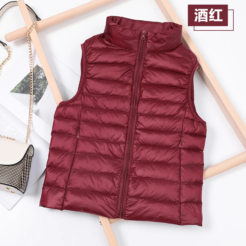 Ultra-light Women's Winter Down Jacket Sleeveless White Duck Feather Warm Waistcoat Down Vest Outerwear Coats for Woman Packable