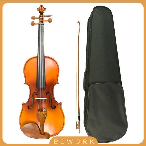 Full Size 4/4 Natural Acoustic Solid Wood Spruce Flame Maple Violin Fiddle For Beginner Student Performer Jujube Wood W/Case