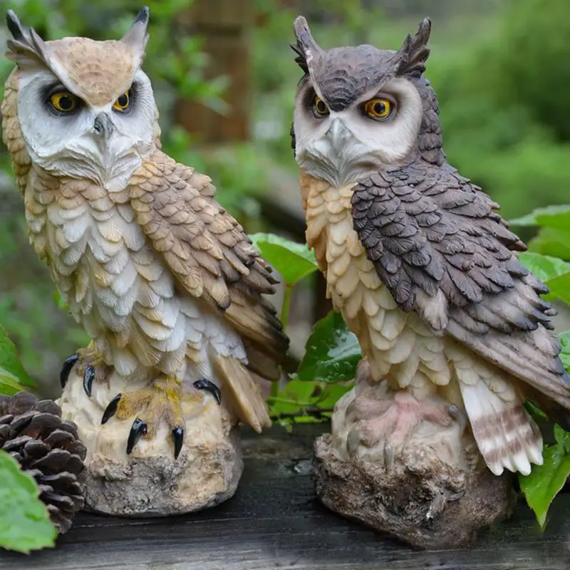 

Garden Owl Figurine Fake Horned Resin Owl Decoy Multipurpose Garden Statue To Protect Backyard Pond Farm From Squirrels And