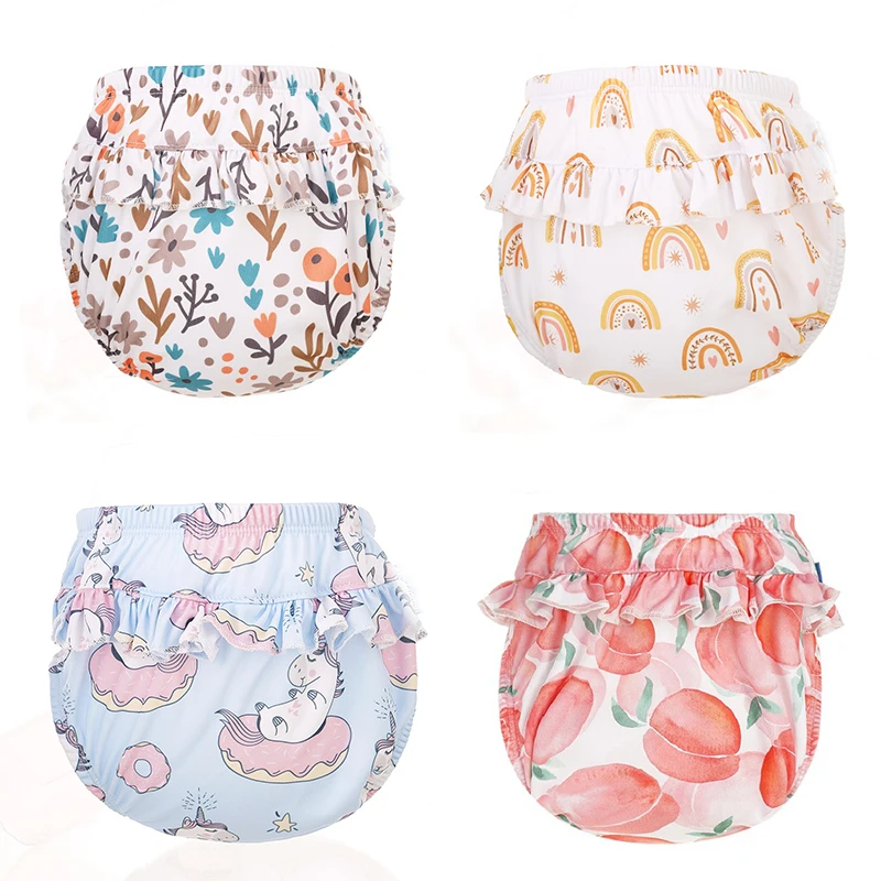 

Top-grade Baby Swimsuit Reusable Swim Diaper New Lace Swimwear Children's Washable Elastic Breathable Cotton Swimwears