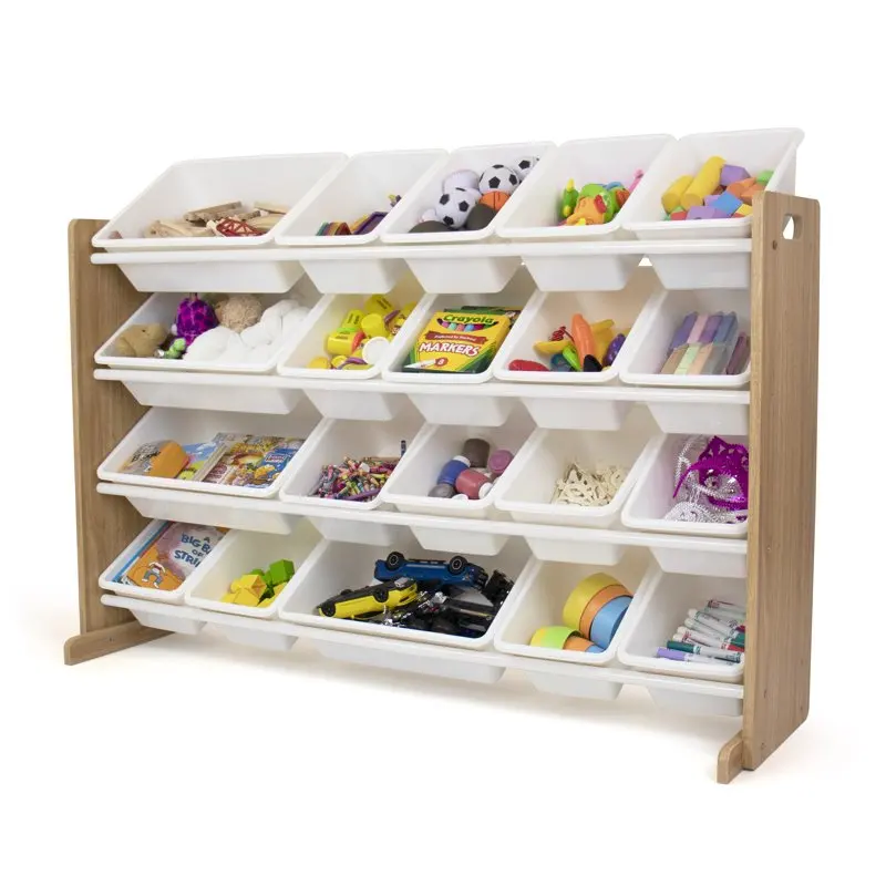 

Extra Large Toy Storage Organizer with 20 Storage Bins, Natural/White