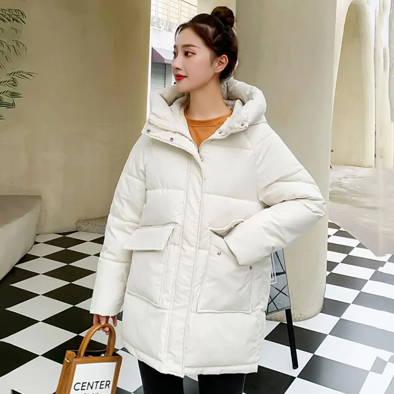 New Winter Jacket Women Down Cotton Jacket Parkas Female Hooded Casual Loose Warm Cotton-padded Coat Outwear Parka Lady Top