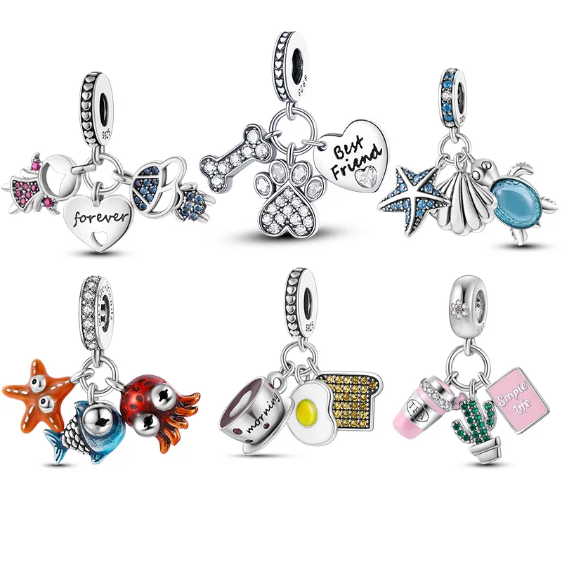 Лидер продаж Шарм-бусина серебристого цвета в форме когтя сердца подходит для