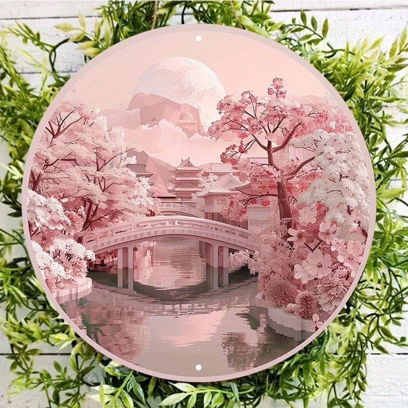 Круглая алюминиевая настенная вывеска в японском стиле устойчивая к УФ и