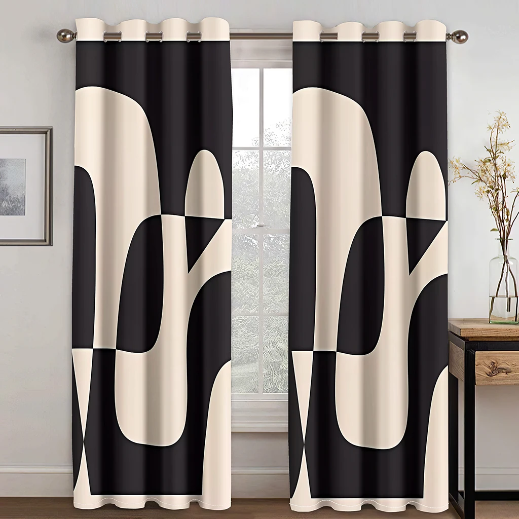 

New Cheap Thin Cloth Curtain Suitable for Blinds Abstract Lines Modern Style Curtain Living Room Bedroom Window Curtain 2 Pieces