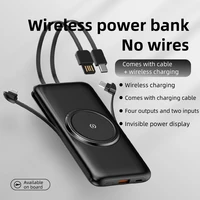 1000020000mah wireless charger power bank for iphone samsung huawei xiaomi built in 4 cables powerbank battery charger android