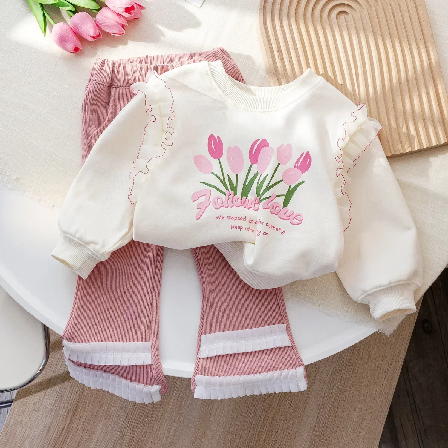 

Детский комплект одежды Roupa Infantil, Корейский Осенний Топ и низ для младенцев, несколько моделей штанов, Топ с длинным рукавом и принтом для девочек, пуловер, 2023