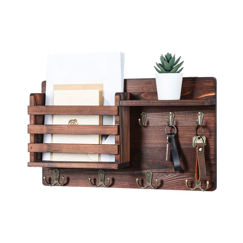 

Многофункциональная настенная ретро-вешалка для ключей с надписью, деревянная декоративная полка, аксессуары для украшения комнаты