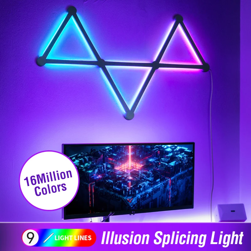 FLDJL Smart Night Lights RGB Wall Lamps Music Rhythm Atmosphere Light Bar Splicing DIY Gaming Room Bedroom Decoration Lights
