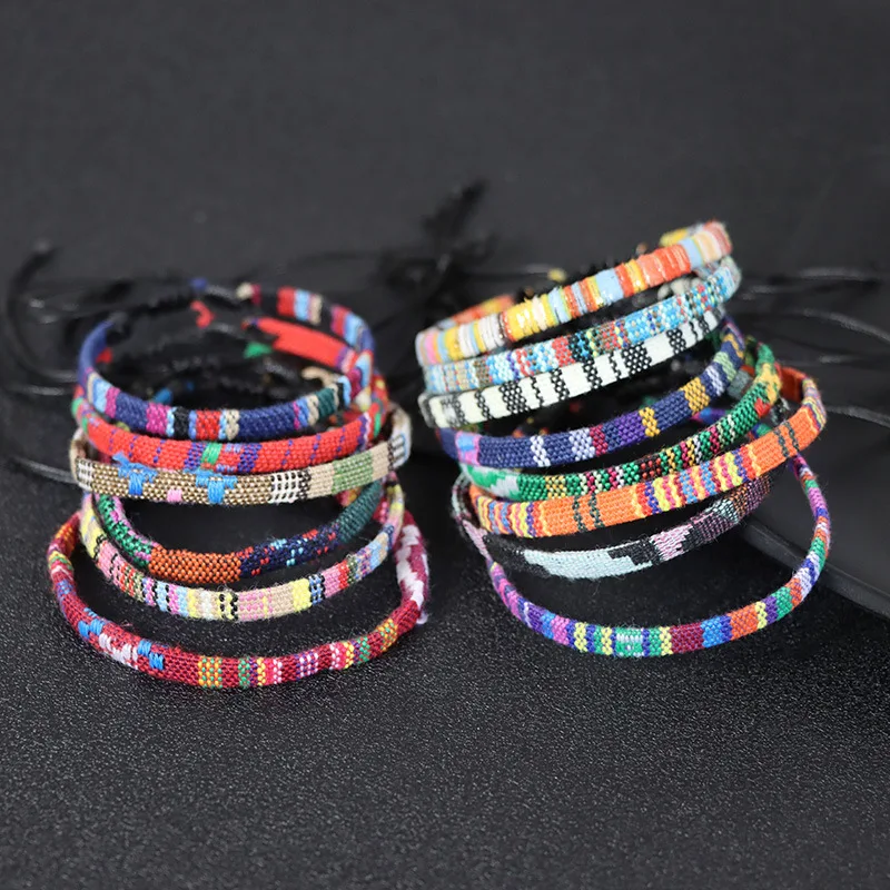 

Boho Men Bracelet Handwoven Cotton Linen Adjustable Bracelet for Women Jewelry Accessories Ethnic Style Hand-woven Hand String