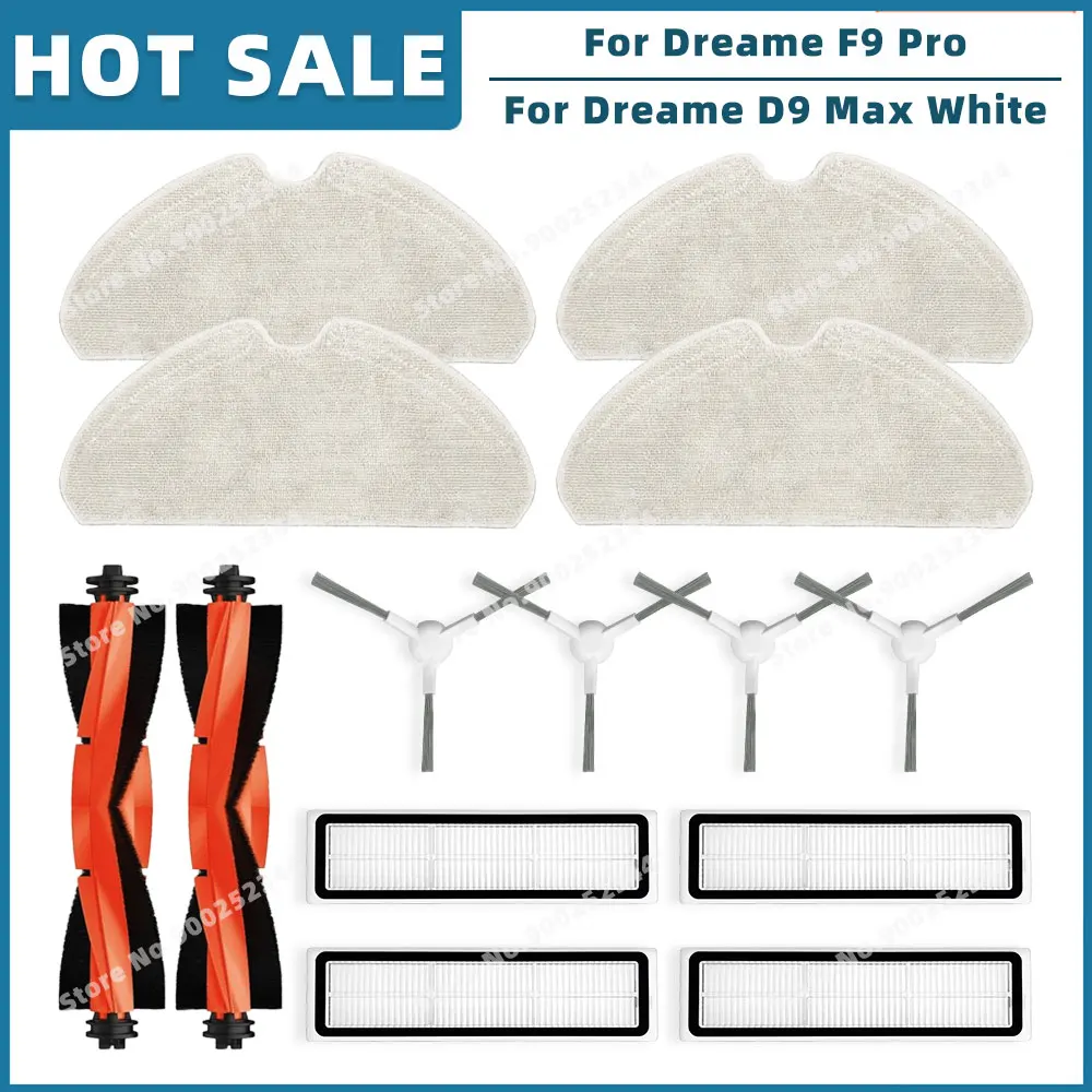 

Совместимость для Dreame D9 Max White, F9 Pro Запасные части Аксессуары Главная боковая щетка HEPA Фильтр Швабра Ткань