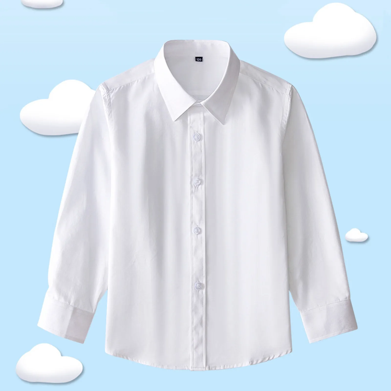Teenagers School Clothes Formal Wear Boys Girls White Shirts for Students Uniform Long Sleeve Cotton Blouse 4 6 8 10 12 Years enlarge