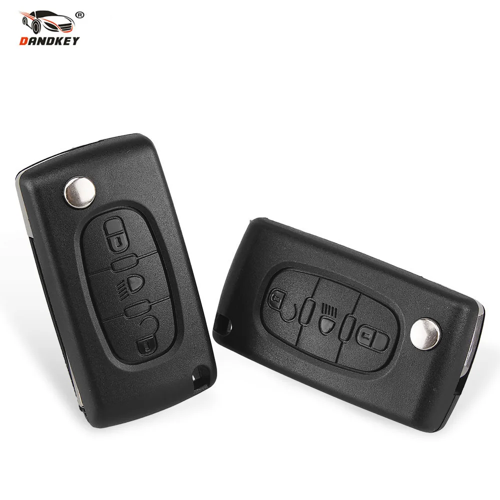 

Чехол-книжка для брелока автомобиля Dandkey VA2, CE0523, для PEUGEOT 107, 207, 307, 308, 406, 408, Citroen C2, C3, C4, C5, C6, XSARA, складной, с 3 кнопками