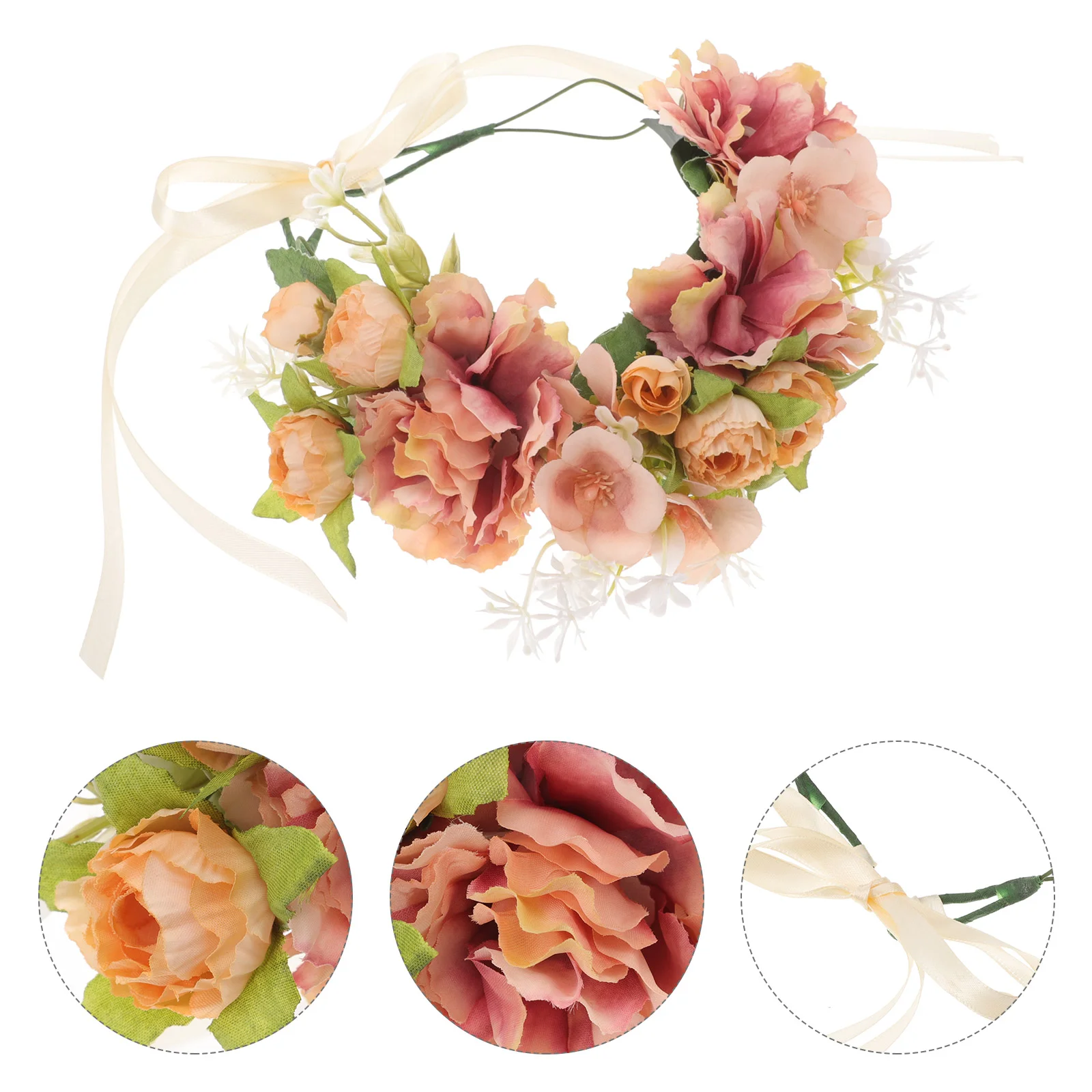 

Floral Headband Ribbon Flower Women Artificial Bohemian Bridal Wedding Hair Accessories
