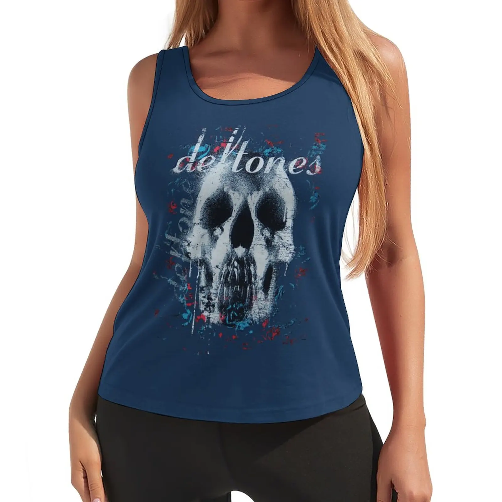 

Deftones Skull Official Band Women's emo tank top