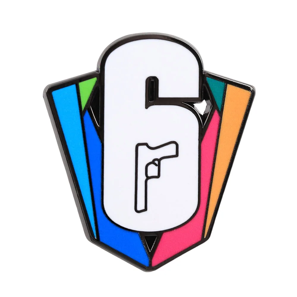 Фото Эмалевые значки Rainbow Six Siege, броши с логотипом Six Invitational, значок с логотипом номера 6, тактический значок для рюкзака, подарок для фанатов игры №1