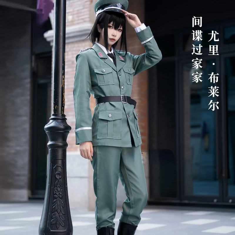 

Anime Spy X Family Yuri Briar Cosplay Costume Military Uniform Cap Green Suit Jacket Pants Outfit Yor Briar's Brother Men