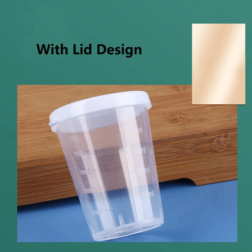 

10pcs 50ml Transparent Medicine Measuring Cup With White Lids Cap Container Making Tool Transparent Mixing Cup Tools