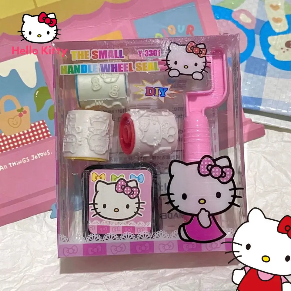 

hello kitty cute cartoon seal comes with ink pad model roller seal