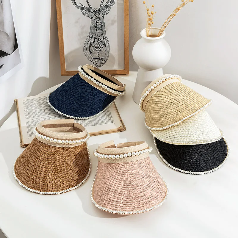 

Pearl Empty Hat Female Summer Sun Hat Is Prevented Bask In The Straw Hat Little Pure And Fresh And Beach Hat Big Yan Top Hair Ho