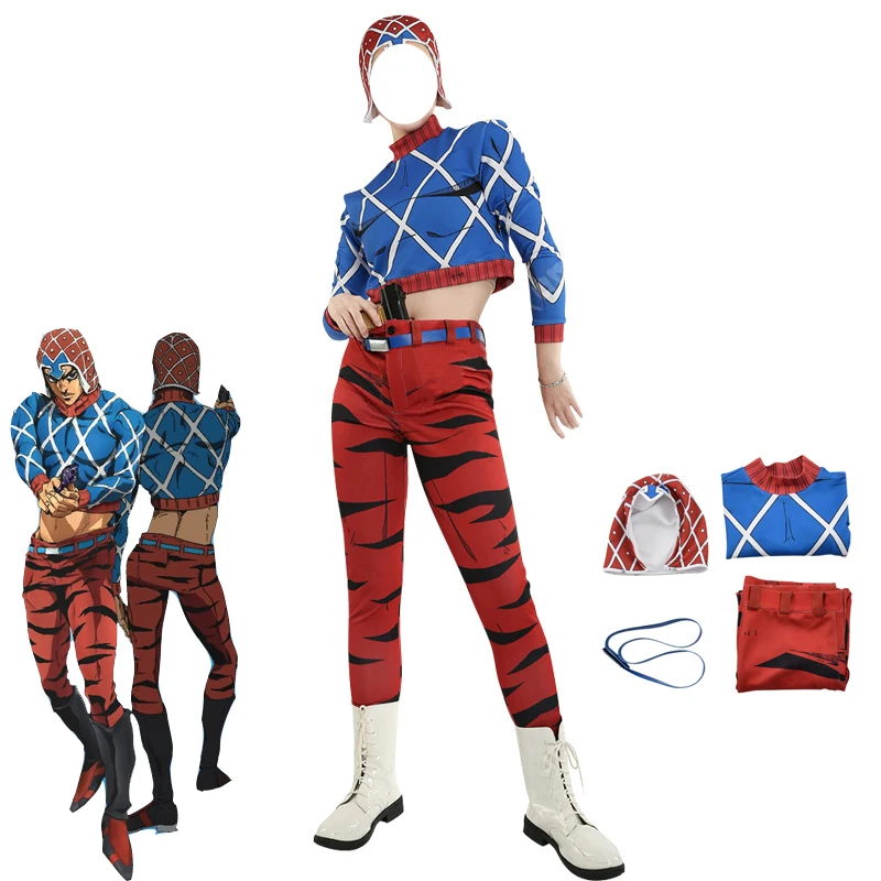 JOJO Bizarre Adventure Cosplay Costume Guido Mista Golden Wind Anime Costumes Cotton Highneck Knitted Sweater Tops Top Cosplay