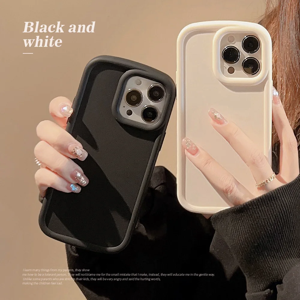 

Simple Plain Black White Phone Case for iPhone 14 13 12 11 Pro Mini XS Max 8 7 Plus X XR Shockproof Soft Clear Cover