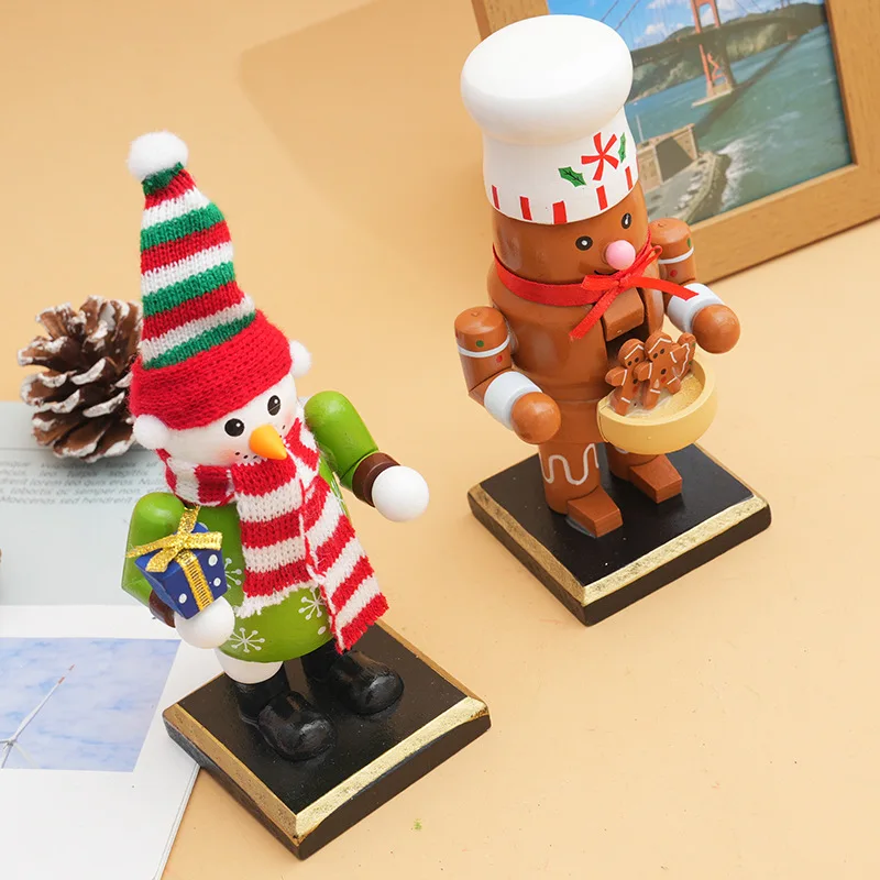 

16CM Christmas Wooden Crafts Nutcracker Santa Claus Snowman Elk Bedroom Window Study Living Room Ornament Christmas Decoration