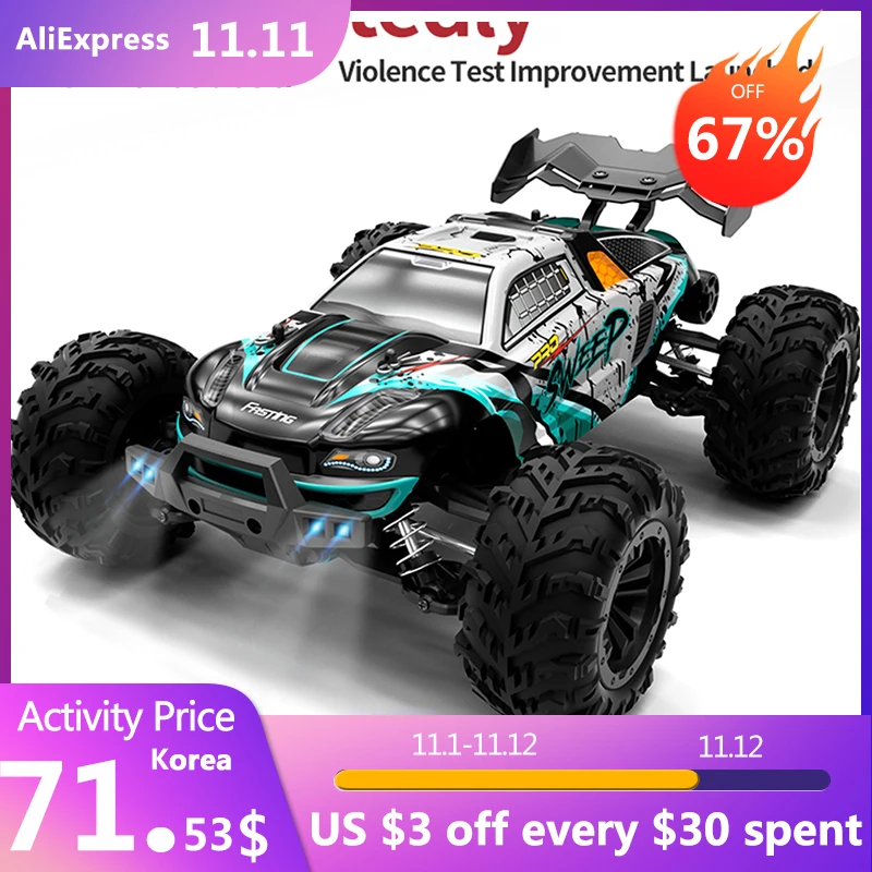 Скидка Фотоавтомобиль с дистанционным управлением 2,4 ГГц Радиоуправляемый автомобиль вездеход 70 км/ч 1:16 внедорожник с бесщеточным двигателем игр...
