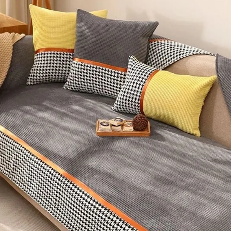 

Gray Anti-slip Sofa Cover Cushion Thickened Four Season Universal Couch Slipcover Towel Seat Cushion for Living Room Decoration