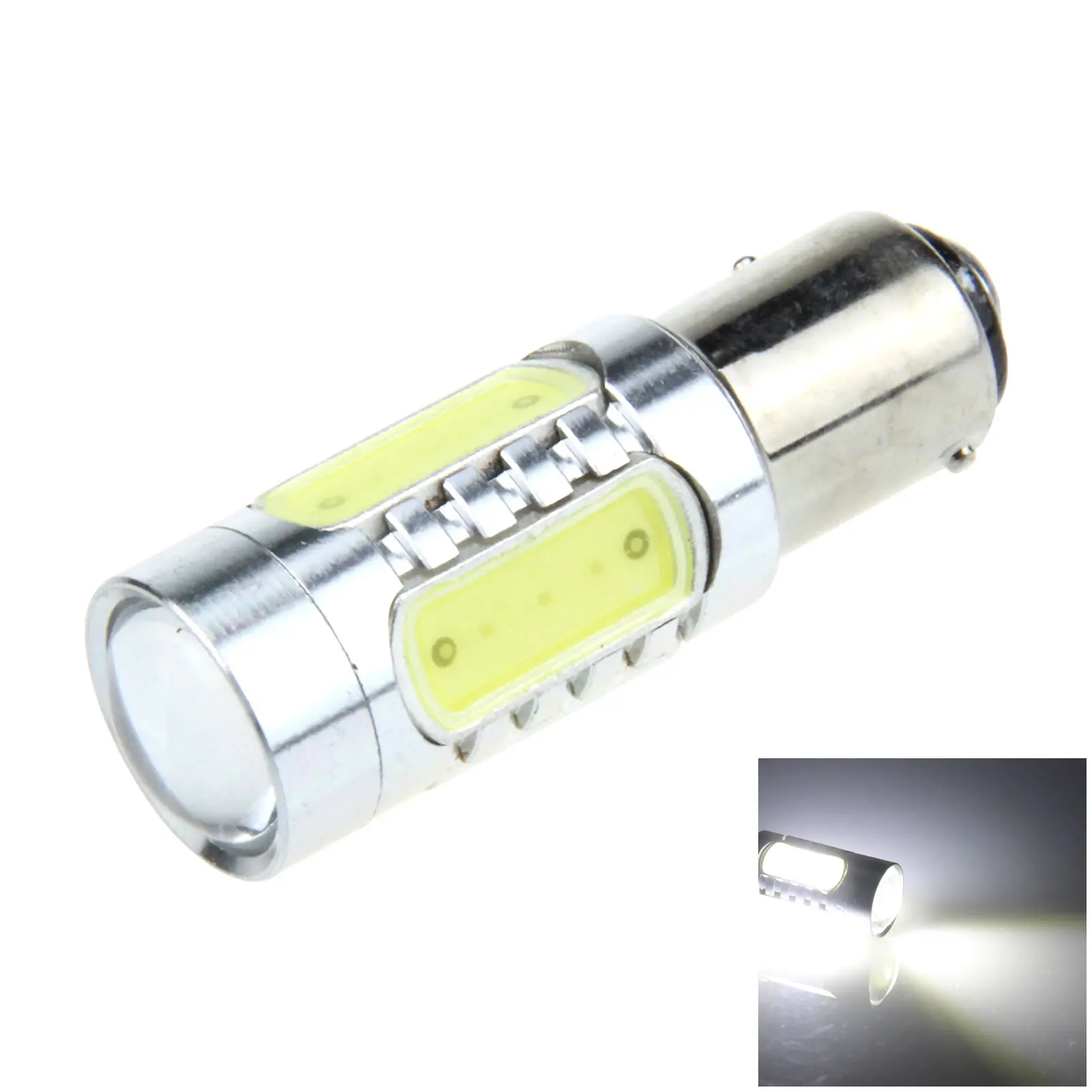 

1x White Car 1157 Brake Light Parking Blub 5 Emitters 4 x COB + 1 LED 1493 BAY15D E033-W