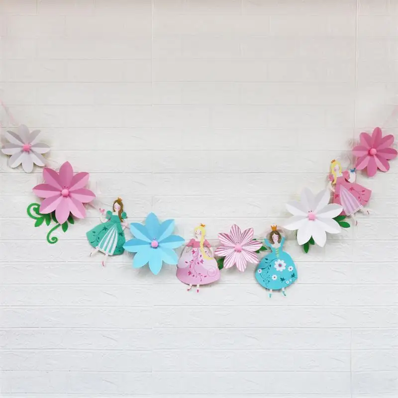 Принцесса цветок сказочный баннер Бумажная гирлянда на день рождения
