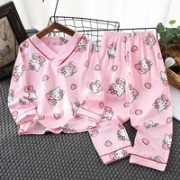 hellokitty childrens pajamas long sleeved suit girls pajamas cartoon cute girls students childrens home clothes