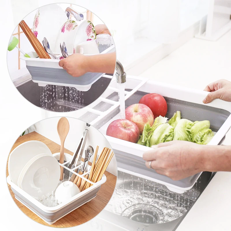 

Kitchen Folding Drain Bowl Rack Easy to Store Chopsticks and Forks Storage Rack Home Shelf Dinnerware Organizer