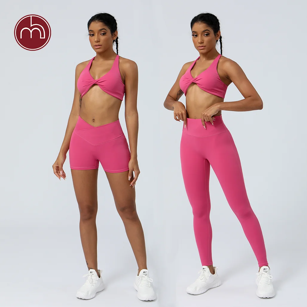 

Women Fitness Set Gym Workout Training Sport Bra High Waist Running Shorts Yoga Leggings Sportwear Suits Crop Top Tracksuit