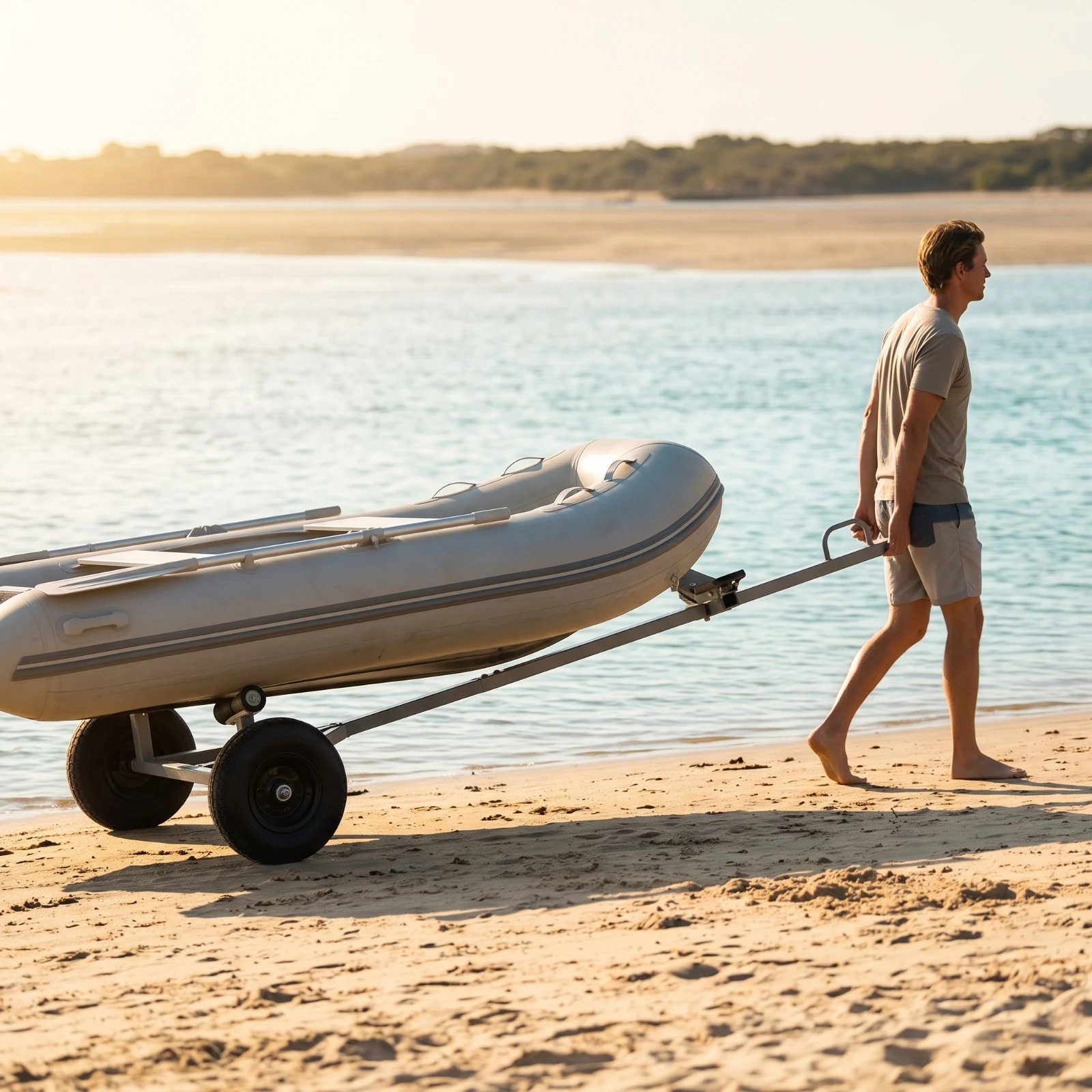 Фото Тележка-платформа для лодок Dinghy Dolly с ручным приводом, усиленная, с металлическим трубчатым каркасом и мягкими подлокотниками, для марины №5