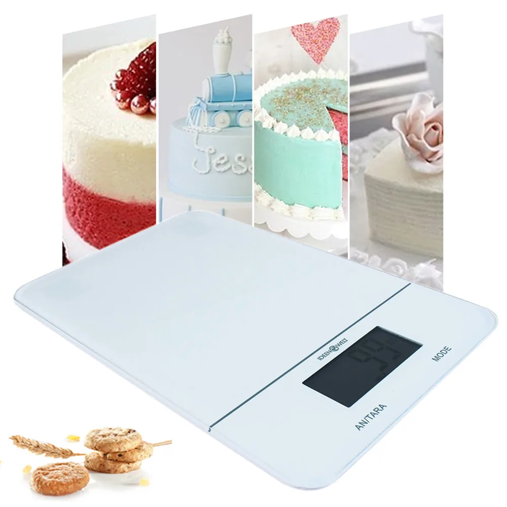 1 шт. цифровые кухонные весы Вес грамм и унций с ЖК-дисплеем Водонепроницаемая стеклянная поверхность для приготовления пищи электронные ве...