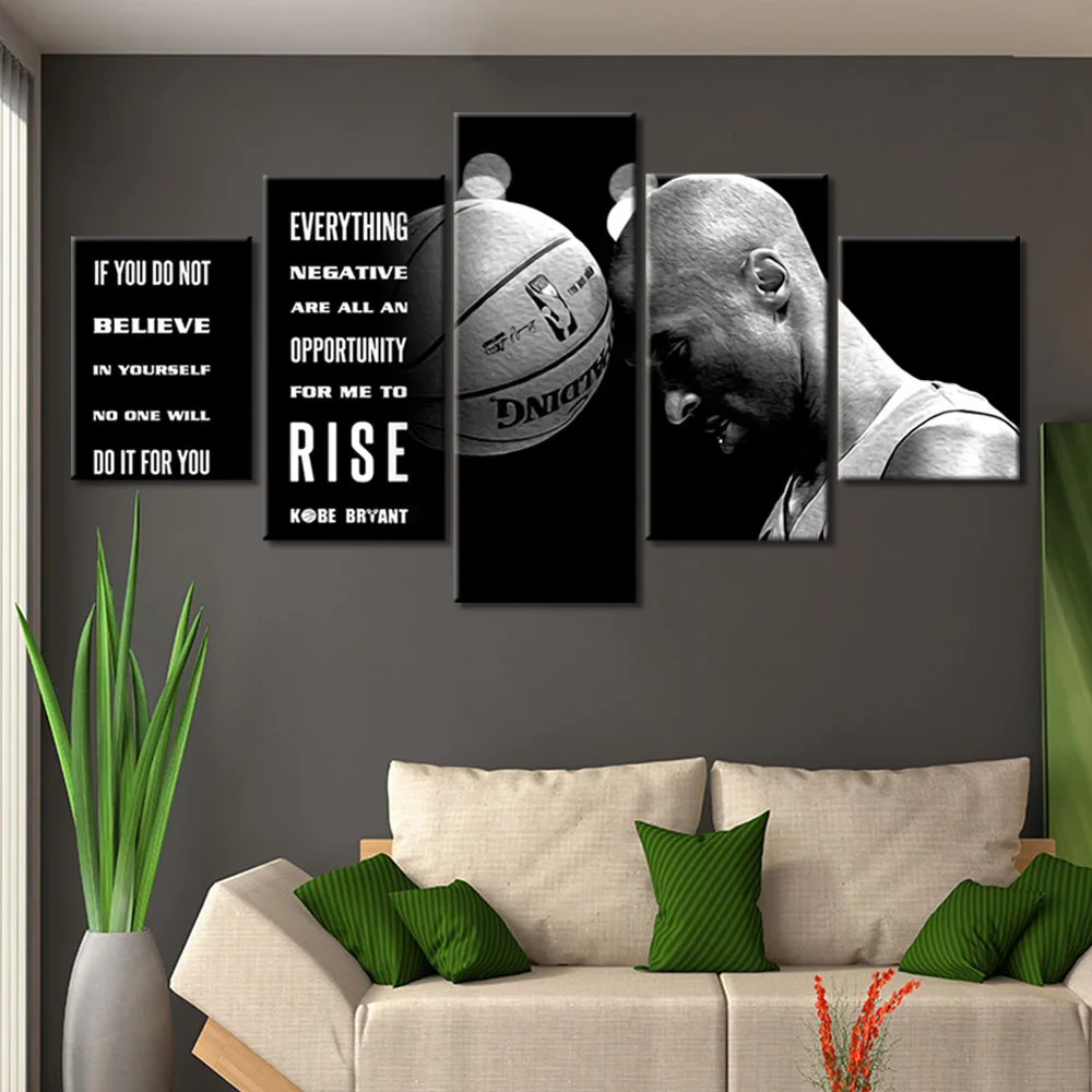 

5 Piece Canvas Painting HD Print Pictures Famous Person Basketball Sports Interior Poster Home Decor Bedroom Decoration Wall Art