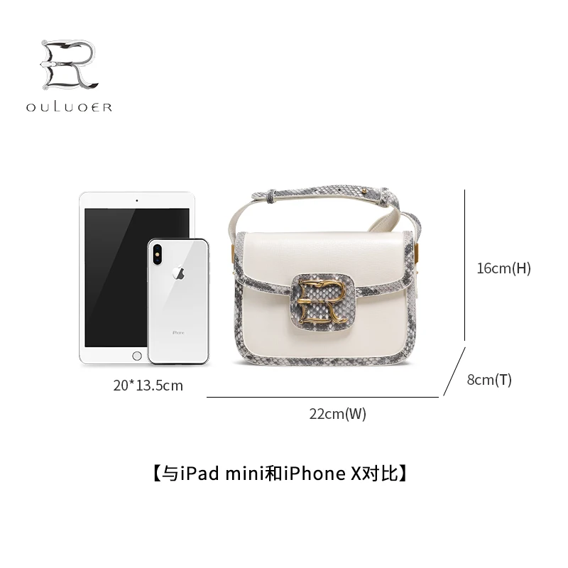 Новинка 2022 женская сумка ouluoer из кожи питона повседневная на одно плечо Женская