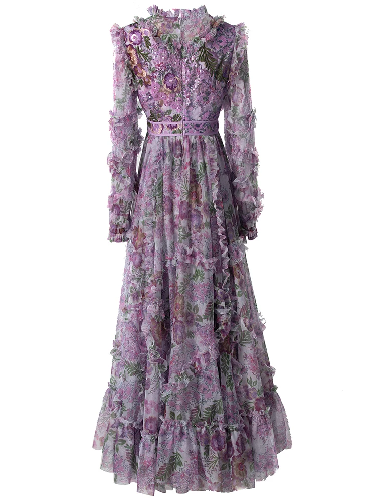 Женское длинное платье с вышивкой Seasixiang дизайнерское летнее круглым вырезом