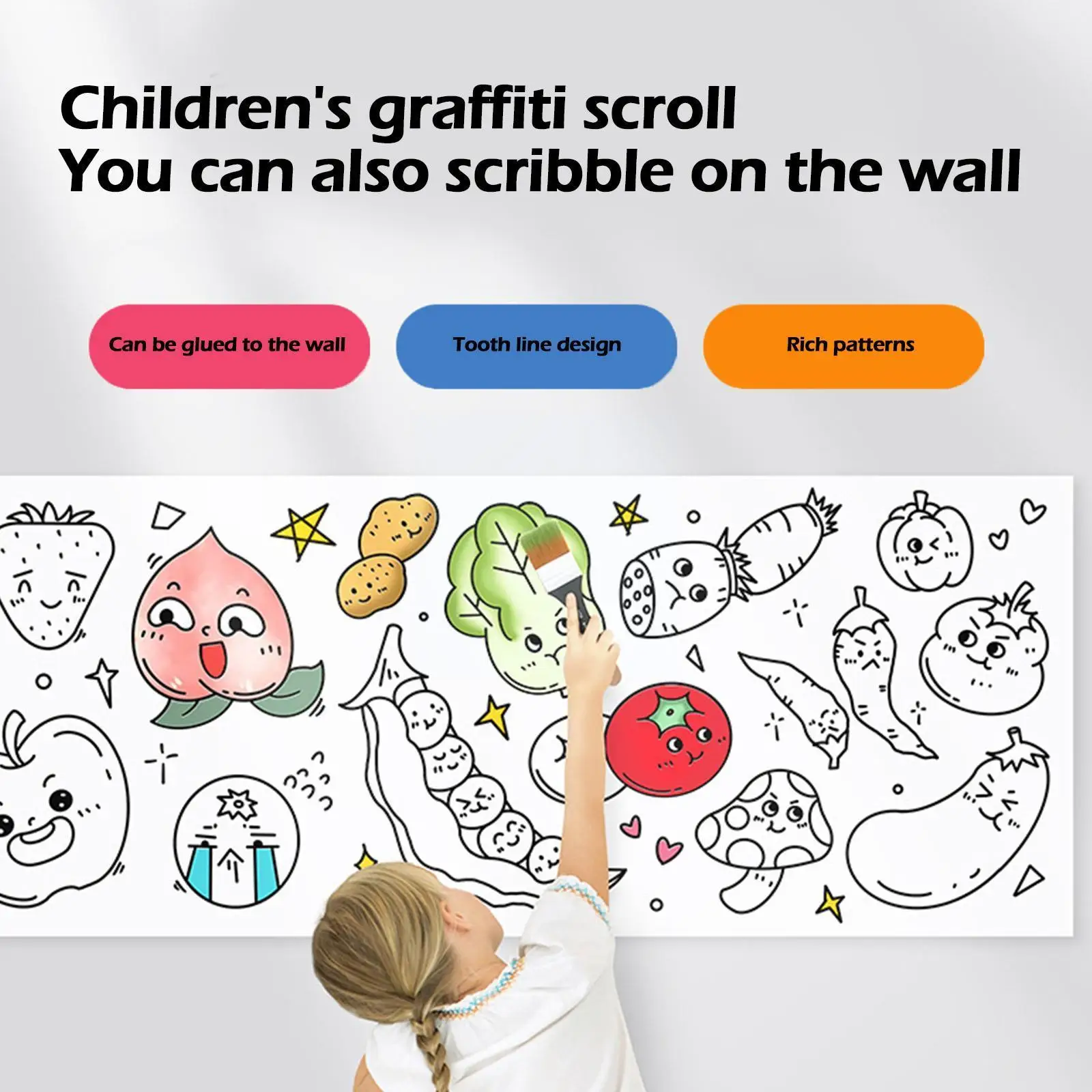 

Children's Drawing Roll Children's New Year Gift Diy Painting Drawing Paper Color Filling Paper Early Educational Toys For V3i0