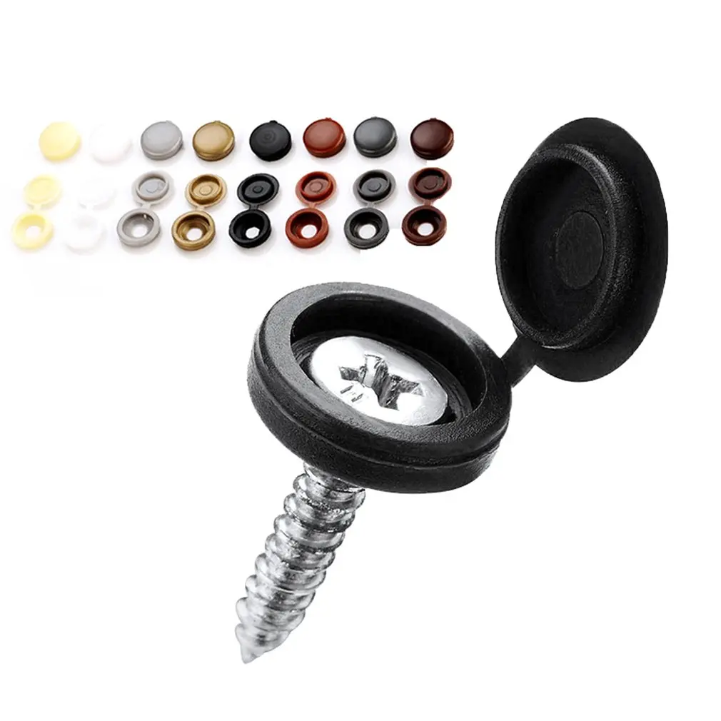 

100Pcs Hinged Plastic Screw Cap Cover Fold Snap Protective Cap Button For Car Furniture Decorative Nuts Cover Bolts Hardware