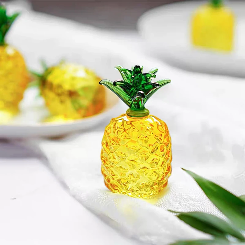 Стеклянная модель ананаса хрустальные фигурки ручной работы желто-зеленый
