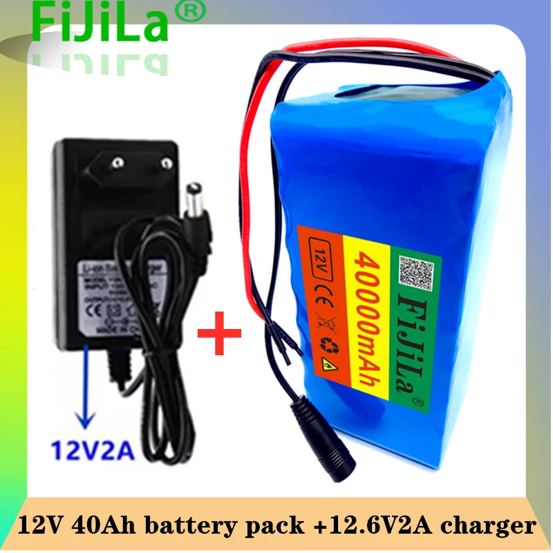 

100% Original 18650 Battery pack Large capacity 12v 40Ah 18650 lithium battery protection board 12v 40000mAh capacity + Charger