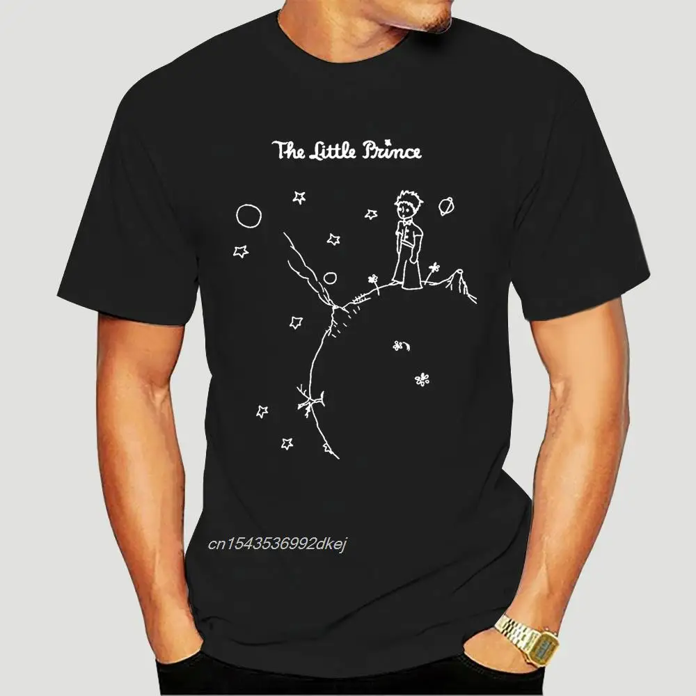 

Men T Shirt The Little Prince White Line Drawing Funny t-shirt Novelty Tshirt Women 4249A