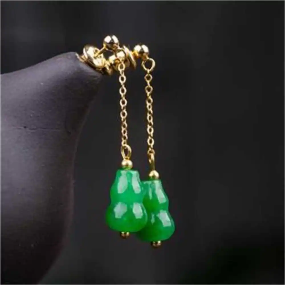 

Natural Green Jade Jadeite Gemstone Beads Earrings CARNIVAL Women Christmas Classic Hook Thanksgiving Party Ear stud Easter