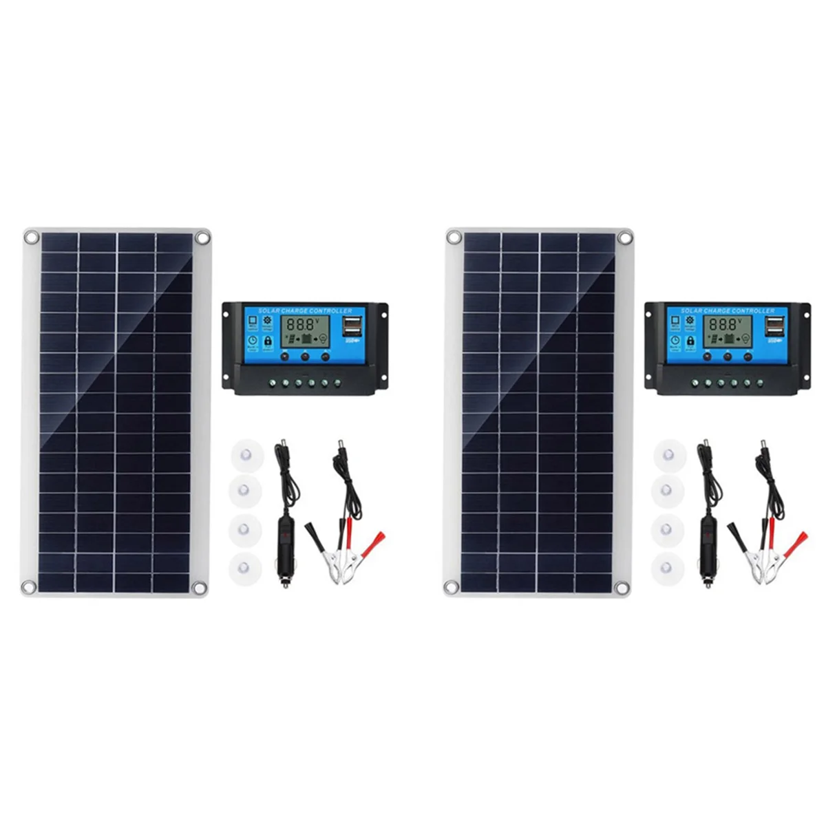 

2X 10W Flexible Solar Panel Solar Cells for Car RV Boat Home Roof Van Camping Solar Battery, 30A Solar Controller Module