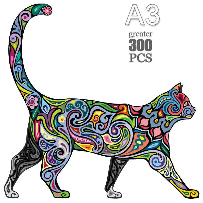 

2022 A3 A4 A5 cat Wooden Puzzle for Adults Children Wood DIY Crafts Animal Holiday Gift Wooden Jigsaw Home Decor fun Jigsaws