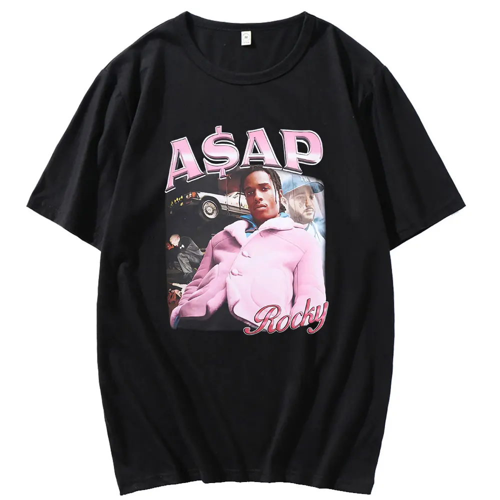 

Harajuku Creativity Asap Rocky T-shirt Top Men's Oversized Hip Hop Street Tshirt Women Black Vintage Style Short Sleeve T Shirt