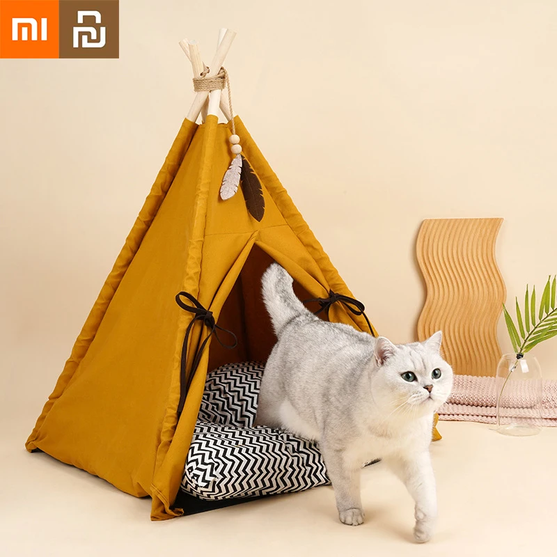 Палатка Xiaomi для домашних животных закат желтый кошачий наполнитель полузакрытый